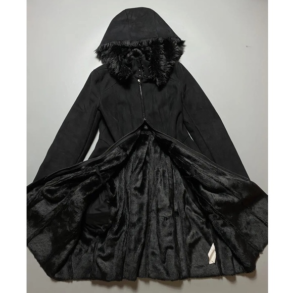 Armani Exchange suede shearling hooded soft fur fleece lined jacket coat - Picture 3 of 7